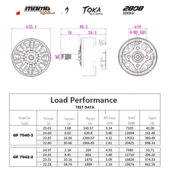 DIATON TOKA 2808 1100KV Racing Brushless Motor for Roma F7 RC Racing Drone Drone Uav Accessories
